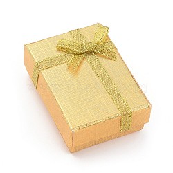 Cardboard Necklace Boxes, with Ribbon Bowknot and Sponge inside, Rectangle, Gold, 7x5x2.5cm(CBOX-G011-C01)