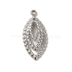 304 Stainless Steel Pendants, Horse Eye Charm, Stainless Steel Color, 21.5x9.5x2.5mm, Hole: 1.4mm(STAS-L022-326P)