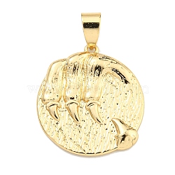 Brass Pendants, Real 18K Gold Plated, Leo, 23x21x2mm, Hole: 6x4mm(KK-K354-05G-07)