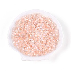 Transparent Spray Painted Glass Beads, Cone, AB Color Plated, Faceted,, Misty Rose, 4~4.5x3.5mm, Hole: 1.4~1.6mm, about 15380pcs/1000g(EGLA-N018-4mm-08)