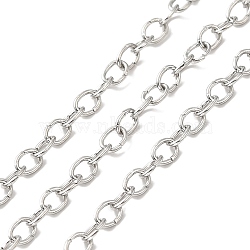 304 Stainless Steel Cable Chain, Unwelded, with Spool, Stainless Steel Color, 4x3x0.5mm(STAS-C079-21A-P)