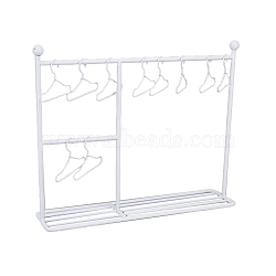 Mii Iron Doll Garment Coat Hanger Rack, for Dollhouse Decoration, with Hangers, White, 6.1x25x20.5cm(ODIS-FH0001-14A)
