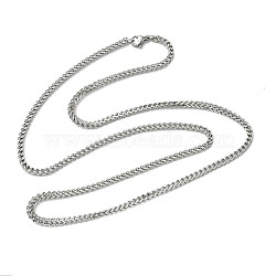 304 Stainless Steel Wheat Chain Necklaces, Stainless Steel Color, 23.62x0.10 inch(60x0.26cm)(NJEW-H012-12P-A)