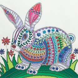 DIY Square Rabbit Theme Diamond Painting Kits, Including Canvas, Resin Rhinestones, Diamond Sticky Pen, Tray Plate and Glue Clay, Mixed Color, 300x300mm(DIAM-PW0004-024)