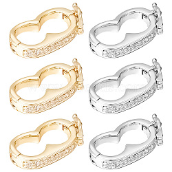 6Pcs 2 Colors Brass Twister Clasps, Peanut Enhancer Clasp, with Crystal Rhinestone, for Purse Making, Platinum & Golden, 19x10x3.5mm, Inner Diameter: 12.5x6.5mm, about 3pcs/color(FIND-SC0003-98)