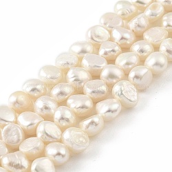 Natural Cultured Freshwater Pearl Beads Strands, Two Sides Polished, Old Lace, 6~7mm, Hole: 0.5mm, about 25pcs/strand, 6.69''(17cm)(PEAR-A006-07B)