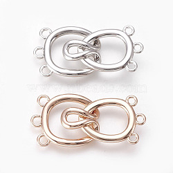 Brass Hook Clasps, 3-Strand, 6-Hole, Mixed Color, 36mm, Hole: 1.8~2mm(KK-P164-22)