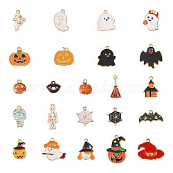 Pet 44pcs 22 style Alloy Enamel Pendants, Halloween, Mixed Shapes, Mixed Color, 11.5~28.5x11~25x1.5~3.5mm, Hole: 1.8~2mm, 2pcs/style(ENAM-MP0001-07)