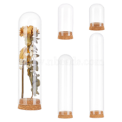 PandaHall Elite 4Pcs 4 Style Transparent Glass Dome Cover, Decorative Display Case, Cloche Bell Jar Terrarium with Wood Base, for Dried Flower, Clear, 8.45~29x5cm, 1pc/style(AJEW-PH0011-39)