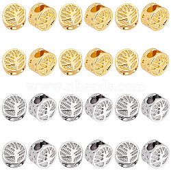 PandaHall Elite 40Pcs 2 Colors Alloy Spacer Beads, 
Long-Lasting Plated, Flat Round with Tree of Life Pattern, Platinum & Golden, 8x5.5mm, Hole: 3mm, 20pcs/color(FIND-PH0005-95)