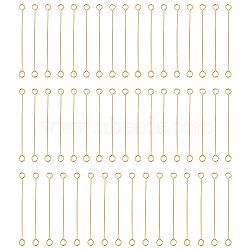 316 Surgical Stainless Steel Eye Pins, Double Sided Eye Pins, Golden, 26 Gauge, 30x2.5x0.4mm, Hole: 1.6mm(STAS-YW0001-41A-G)