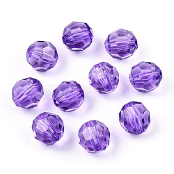 Transparent Acrylic Beads, Faceted, Round, Blue Violet, 10x9.5mm, Hole: 1.8mm, about 990pcs/500g(TACR-Q257-10mm-V52)