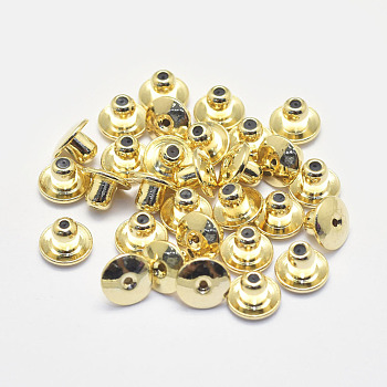 Long-Lasting Plated Brass Ear Nuts, Bullet Bullet Clutch Earring Backs with Pad, for Droopy Ears, Real Gold Plated, Nickel Free, Real 18K Gold Plated, 5x7mm, Hole: 0.5mm