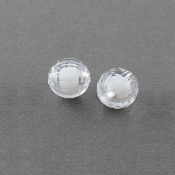 Transparent Acrylic Beads, Bead in Bead, Faceted, Round, Clear, 20mm, Hole: 2mm