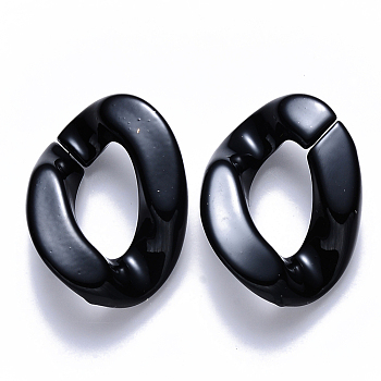 Opaque Acrylic Linking Rings, Quick Link Connectors, for Curb Chains Making, Twist, Black, 23x17x4.5mm, Inner Diameter: 13.5x7mm