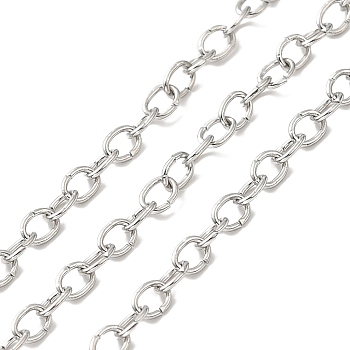 304 Stainless Steel Cable Chain, Unwelded, with Spool, Stainless Steel Color, 4x3x0.5mm