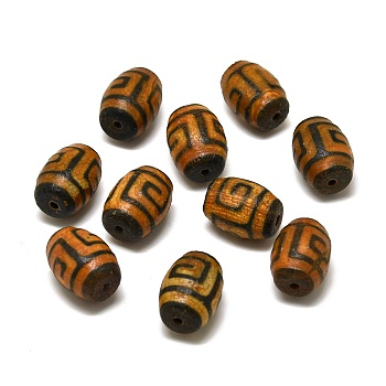 Tibetan Style dZi Beads, Natural Agate Beads, Oval, 15.5~17x12~13mm, Hole: 1.6mm