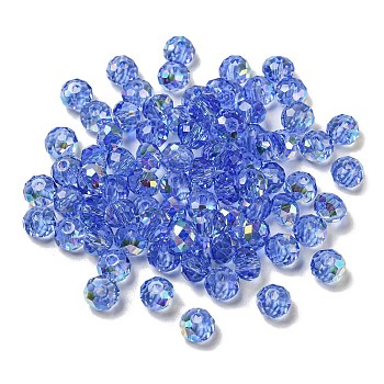 Electroplate Glass Beads, Rondelle, Royal Blue, 6x4mm, Hole: 1.4mm, 100pcs/bag