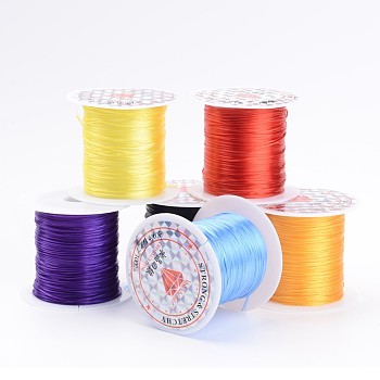 Flat Elastic Crystal String, Elastic Beading Thread, for Stretch Bracelet Making, Mixed Color, 0.8mm, about 10.93 yards(10m)/roll, 25rolls/bag
