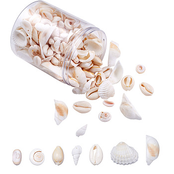 DIY Natural Shell Jewelry Making Finding Kits, Including Shell Pendants & Beads, Mixed Color, 21.5~24.5x27~30.5x8.5~11.5mm, Hole: 1.5~1.6mm, 210pcs/box