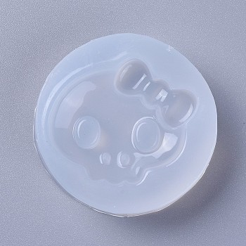 Food Grade Silicone Statue Molds, Fondant Molds, For DIY Cake Decoration, Chocolate, Candy, Portrait Sculpture UV Resin & Epoxy Resin Jewelry Making, Skull, White, 49x13mm, Inner Diameter: 36x37mm