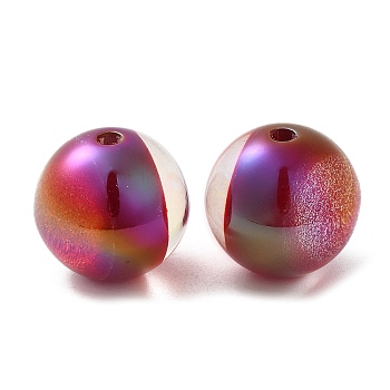 Two Tone Resin Beads, Round, Dark Red, 16x15.5mm, Hole: 2.5mm