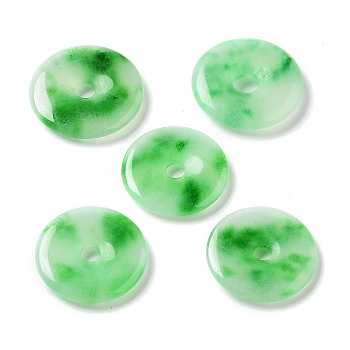 Dyed Natural White Jade Pendants, Donut Charms, Lime Green, 25~27x4~5mm, Hole: 4~5mm