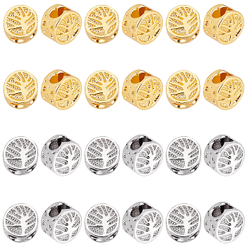 PandaHall Elite 40Pcs 2 Colors Alloy Spacer Beads, 
Long-Lasting Plated, Flat Round with Tree of Life Pattern, Platinum & Golden, 8x5.5mm, Hole: 3mm, 20pcs/color