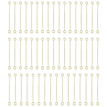 316 Surgical Stainless Steel Eye Pins, Double Sided Eye Pins, Golden, 26 Gauge, 30x2.5x0.4mm, Hole: 1.6mm