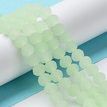 Imitation Jade Solid Color Glass Beads Strands, Faceted, Frosted, Rondelle, Pale Green, 3mm, Hole: 1mm
