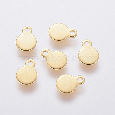 Golden Flat Round 304 Stainless Steel Charms