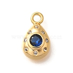 Brass Micro Pave Cubic Zirconia Pendants, Teardrop Charms, Real 18K Gold Plated, 10.5x6x3mm, Hole: 1.5mm(KK-K294-10G)