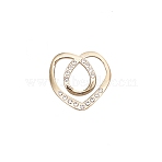 Alloy Rhinestone Scarf Clips Brooches, Heart, Crystal, Light Gold, 1 inch(25mm)(JEWB-WH0016-13A)