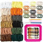 960Pcs 12 Colors Polyester Hair Accessories, for Girls or Women, with 1 Set Plastic Crochet Hook & 1Pc Square Plastic Elastic Cord Braiding Machine, Mixed Color, 180x8mm, Inner Diameter: 45mm, 80pcs/color(KNIT-TW0001-01A)