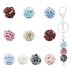 10Pcs Opaque Acrylic Beads, with Imitation Pearl, Rose Cluster Ball, Mixed Color, 17.5~19x19~21mm, Hole: 2mm(OACR-CJ0002-38)