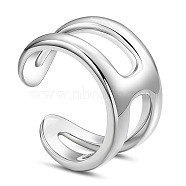 SHEGRACE Rhodium Plated 925 Sterling Silver Cuff Rings, Open Rings, Platinum, US Size 6(16.5mm)(JR751A)