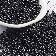 Baking Paint Glass Seed Beads, Peanut, Black, 2~2.5x4x2mm, Hole: 0.8mm, about 15000pcs/pound(SEED-A033-04A)