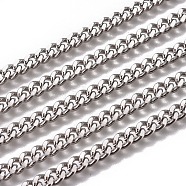 Handmade 304 Stainless Steel Curb Chains, Twisted Chains, Unwelded, Faceted, Stainless Steel Color, 6x4.7x1.4mm, Wire: 1.4mm(STAS-F229-06D-P)