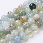 Natural Aquamarine Beads Strands, Round, 8mm, Hole: 0.8mm, about 50pcs/Strand, 15.16 inch(38.5cm)(G-G802-02C)