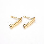 Ion Plating(IP) 304 Stainless Steel Stud Earring Findings, with Loop, Golden, 15x3x1mm, Hole: 1.8mm, Pin: 0.8mm, 100pcs/bag(STAS-H467-05G)