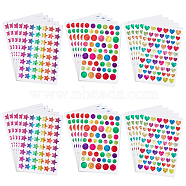 30 Sheets 3 Styles Holographic PVC Waterproof Self Adhesive Laser Stickers, Rainbow Color Round & Star & Heart Decals for Art Craft, DIY Scrapbooking, Colorful, 101~151x100~151x0.1mm, 10 sheets/style(STIC-OC0001-17)