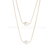 Double Layer Freshwater Pearl Fine Chain Necklace - 14K Gold Plated Multi-Layer Women's Necklace(ST1594638)