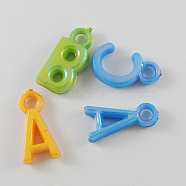 Opaque Acrylic Pendants, AB Color, Mixed Color, Mixed Letters, 20x10x4mm, Hole: 3mm, about 1200pcs/500g(SACR-R697-M21)