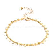 Brass Charm Bracelets, with Curb Chains and Lobster Claw Clasps, Star, Golden, 8 inch(20.3cm)(BJEW-JB05515-04)