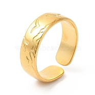 Ion Plating(IP) 304 Stainless Steel Common Gull Open Cuff Ring for Women, Real 18K Gold Plated, US Size 7(17.3mm)(RJEW-E063-14G)