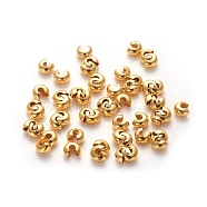 Iron Crimp Beads Covers, Cadmium Free & Lead Free, Golden Color, Size: About 4mm In Diameter, Hole: 1.5~1.8mm(X-IFIN-H029-G)