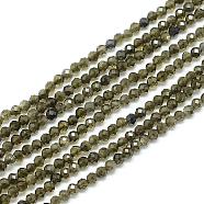 Natural Golden Sheen Obsidian Beads Strands, Faceted, Round, 3x2.5mm, Hole: 0.5mm, about 142pcs/strand, 15.9 inch(G-S152-04-3mm)