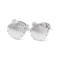 304 Stainless Steel Shell Stud Earrings for Women, Stainless Steel Color, 10x10mm, Pin: 0.8mm(EJEW-I285-13P)