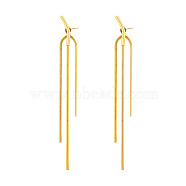 Titanium Steel Stud Earrings, Chains Tassel Earrings, Real 18K Gold Plated, 130mm(TI9508-2)