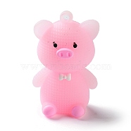 PVC Plastic Pendants, Pig, Pink, 49x30x19mm, Hole: 3mm(KY-P018-01)